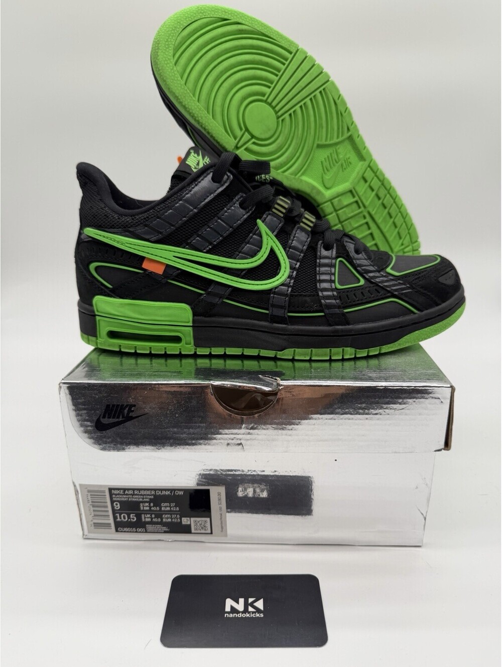 Nike Air Rubber Dunk x Off-White Low Green Strike Shoes Sneakers Mens Size 9